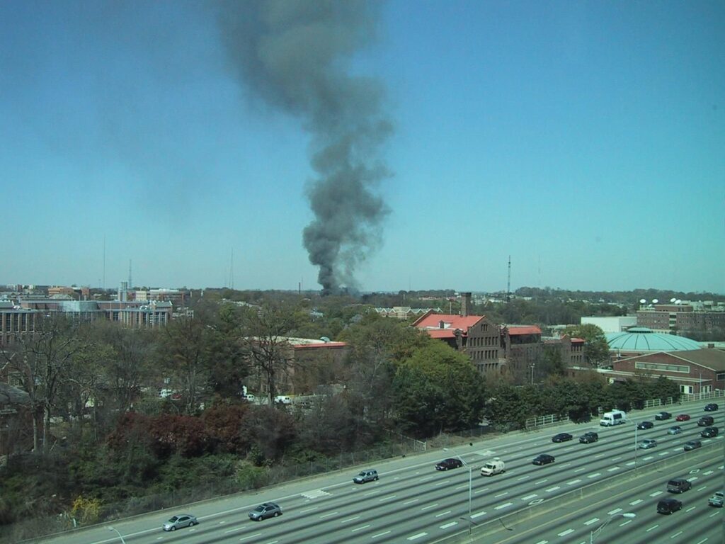 Smoke rising from a fire