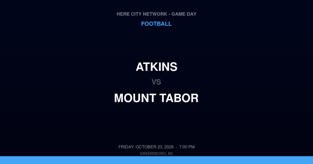 Atkins vs. Mount Tabor — Football Game Day — Winston-Salem, NC — Oct 23, 2026