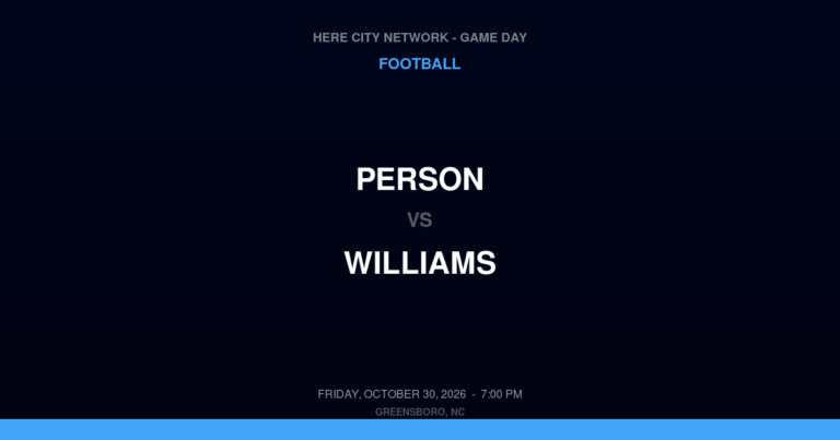 Person vs. Williams — Football Game Day — Burlington, NC — Oct 30, 2026